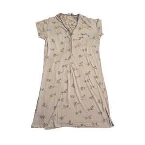 Vintage 1990s Simple Pleasures White Floral Nightgown M Eyelet Knit Cottagecore